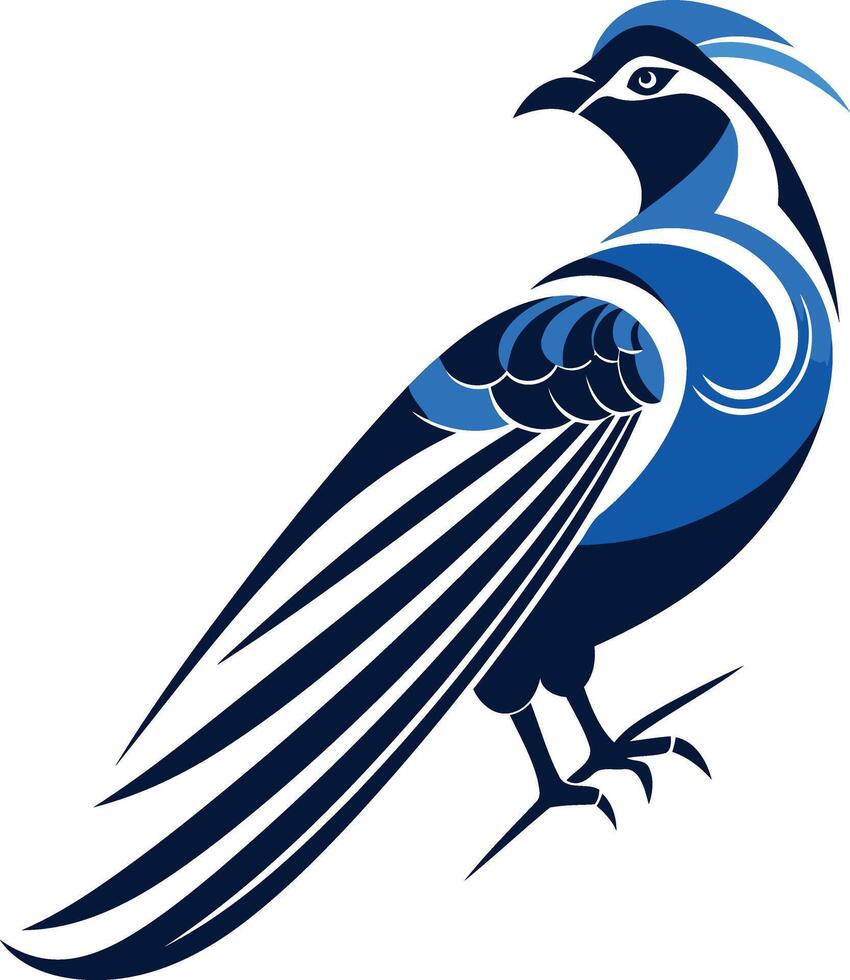 Abstract blue bird with stylized feathers in a dynamic pose vector