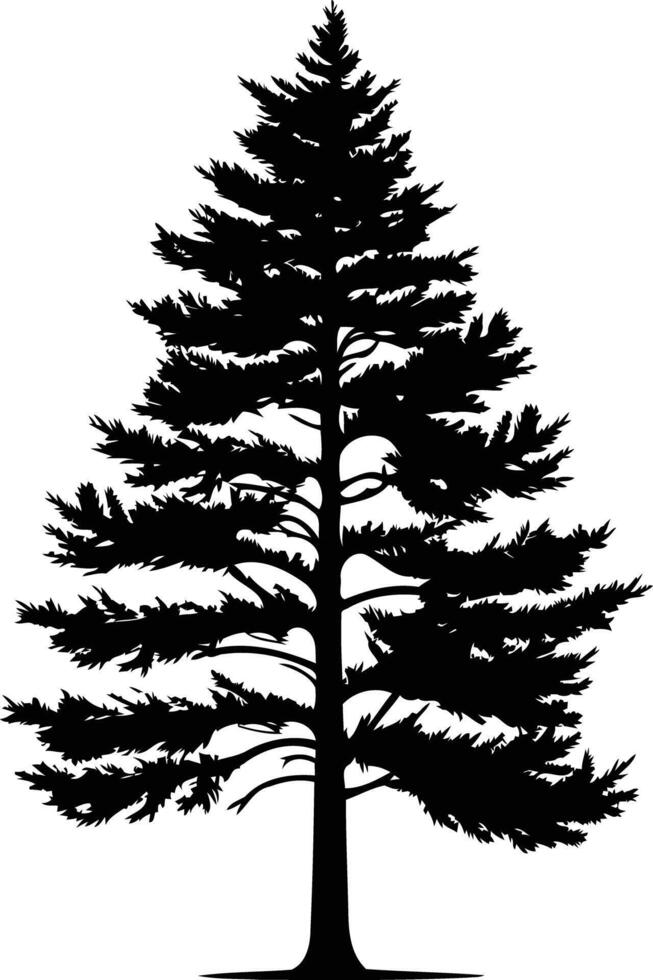 A striking silhouette of a single evergreen tree, perfect for adding a touch of nature to your designs vector