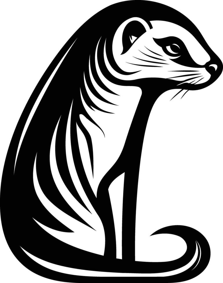 Black and white illustration of a stylized meerkat, perfect for tattoo designs, logos, or wildlife artwork vector