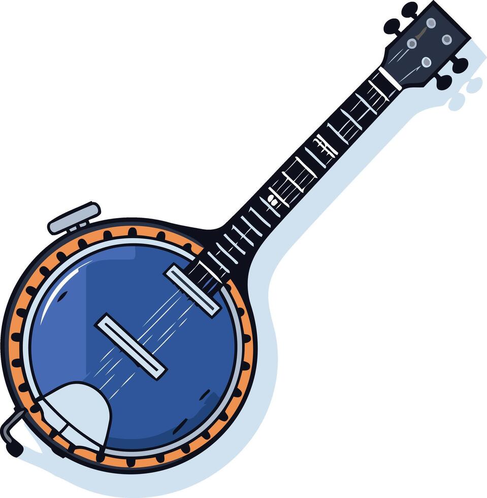 A cartoon illustration of a blue banjo, perfect for adding a touch of americana to your designs vector