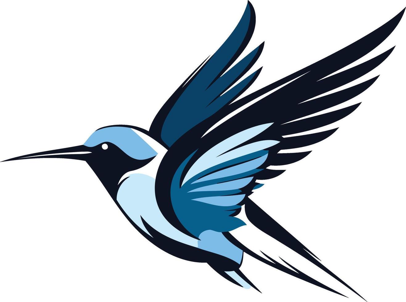 Stylized blue hummingbird logo design, perfect for branding and marketing materials vector