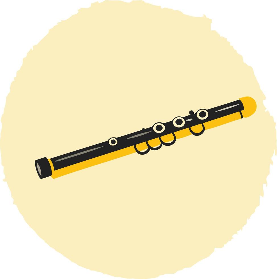 Simple illustration of a yellow and black flute isolated on a white background vector