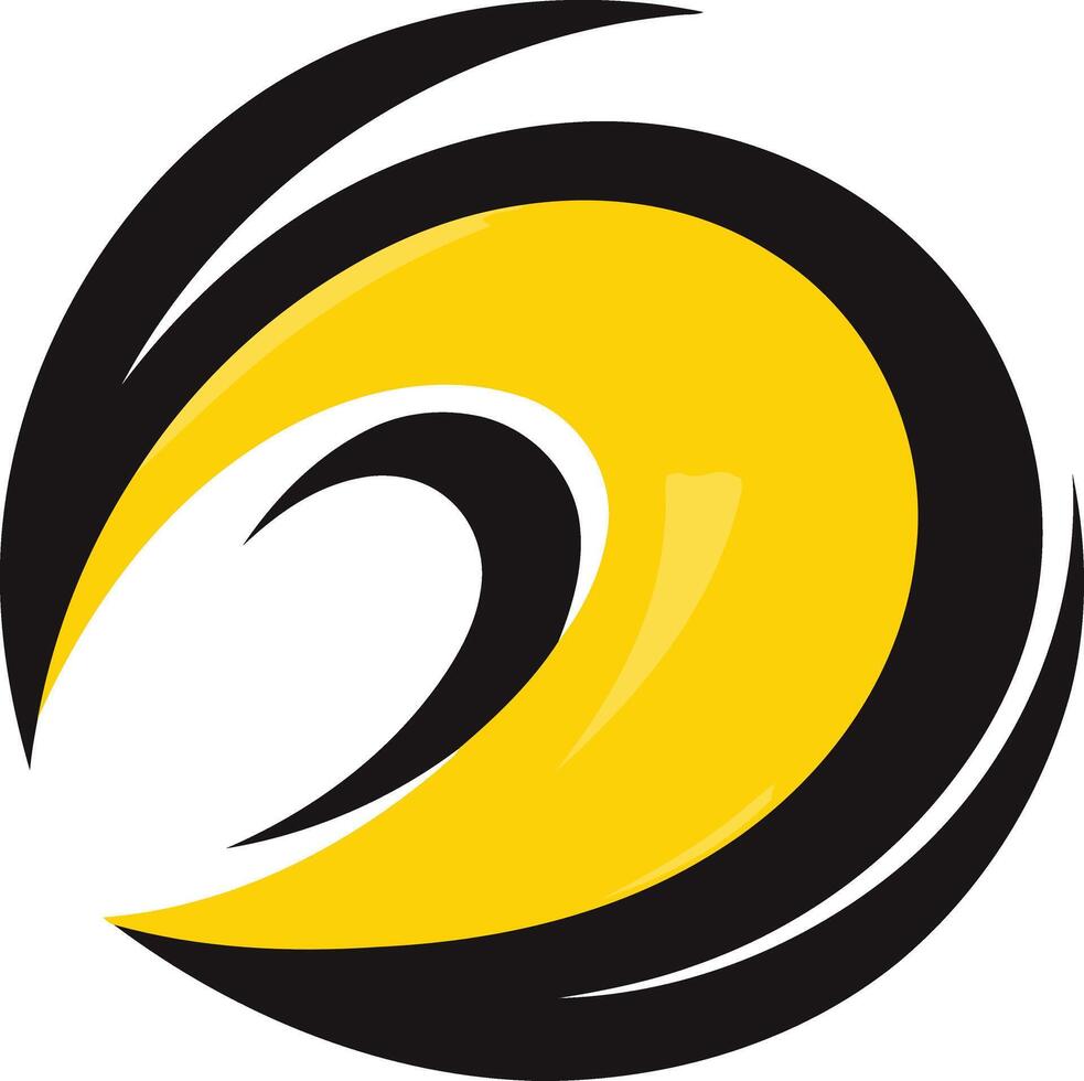 Bold and dynamic abstract logo featuring a black and yellow wave design vector