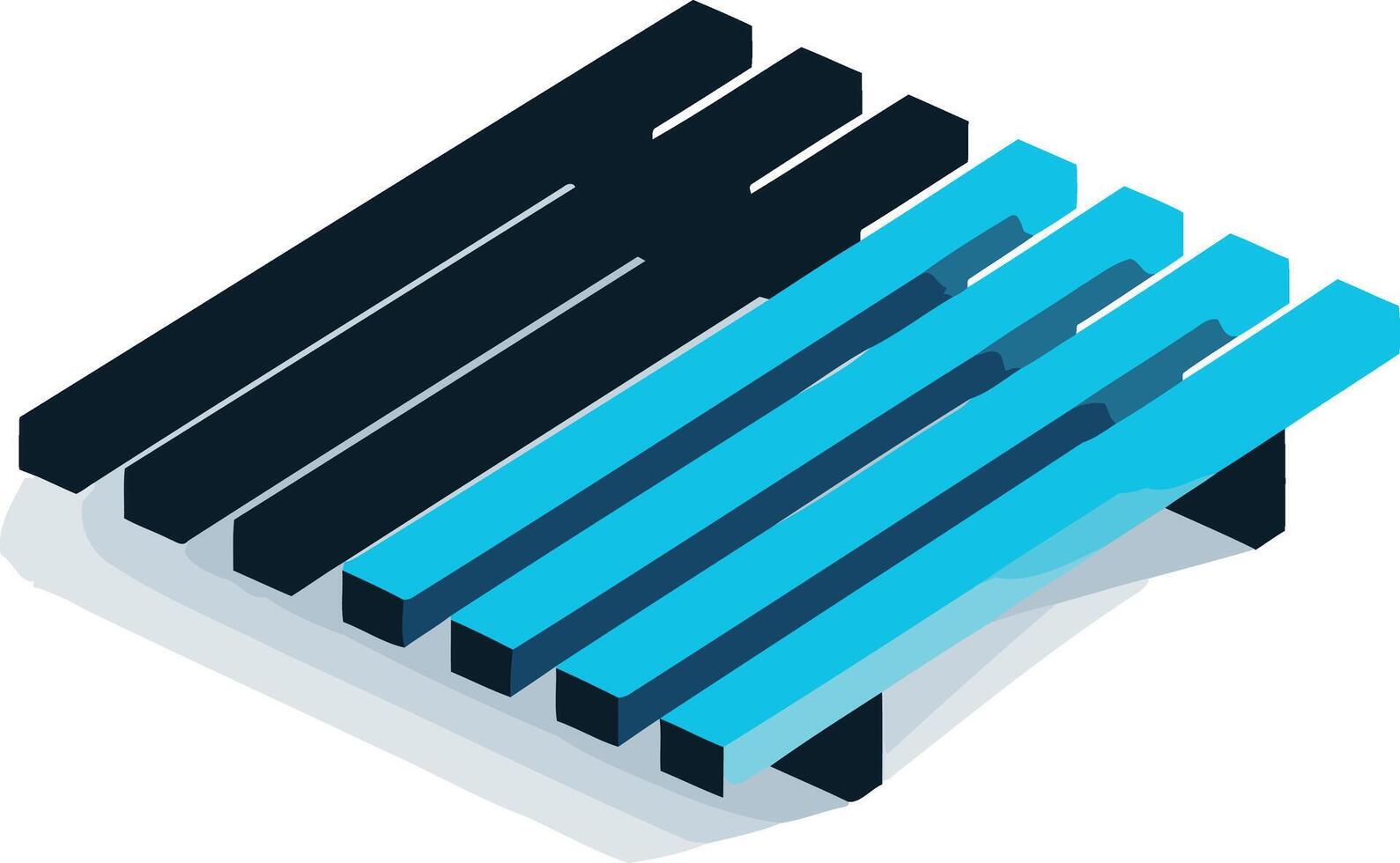 Isometric Illustration of a Blue and Black Bench vector