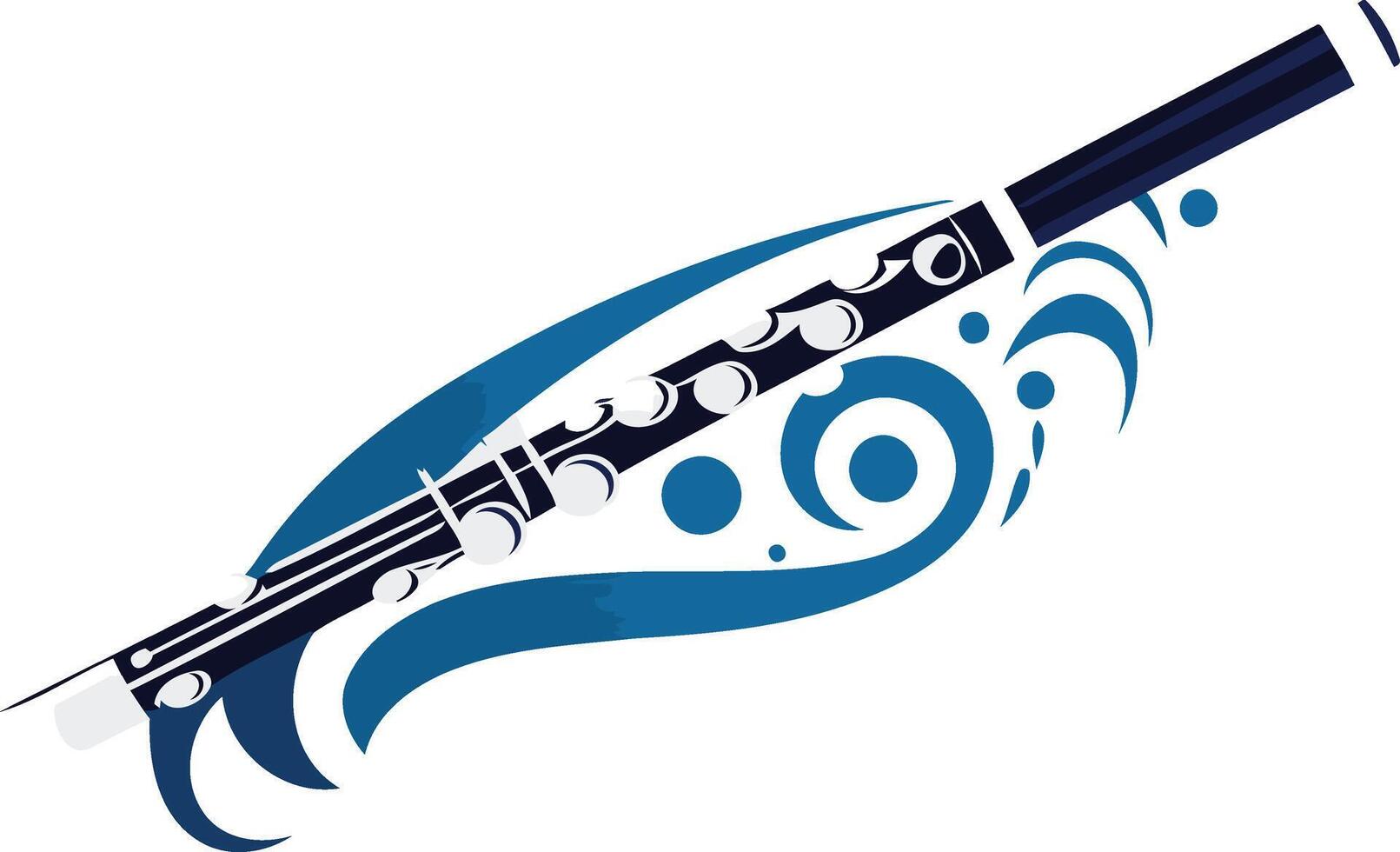 Abstract blue and black flute logo design vector