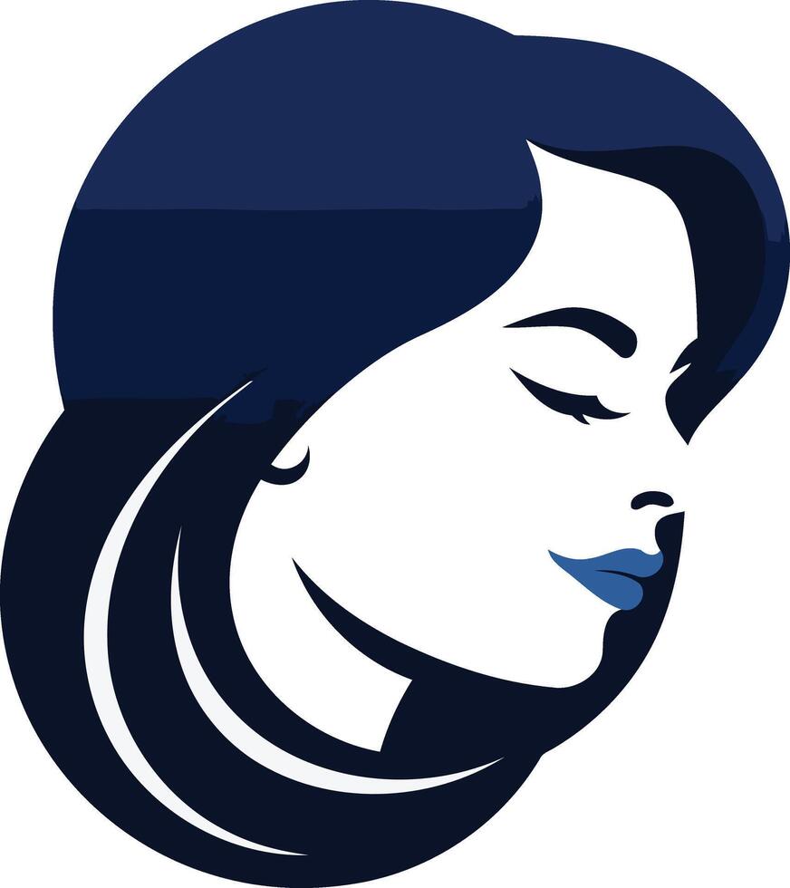 Elegant, minimalist silhouette of a woman with long, flowing hair vector