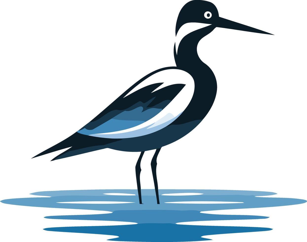 Stylish silhouette of a wading bird in water vector