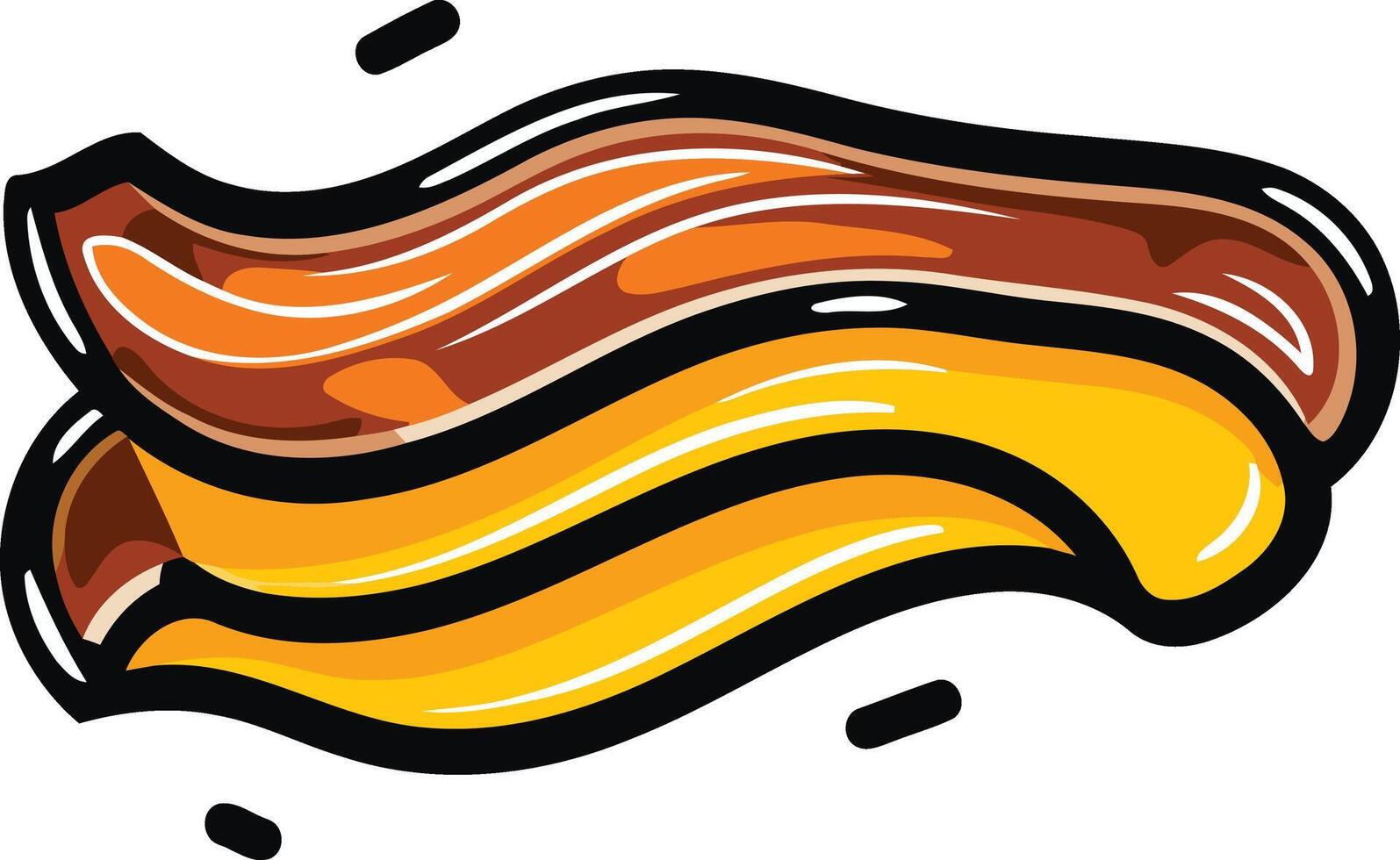 A cartoon illustration of a stack of crispy bacon, perfect for branding, packaging, or social media content related to breakfast, food, or grilling vector