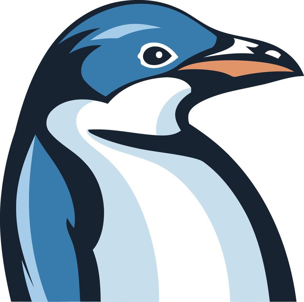 Cute cartoon penguin head with a blue and white color scheme vector