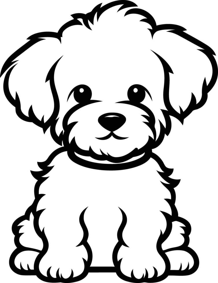 Cute cartoon illustration of a sitting poodle dog, perfect for pet lovers, dog owners, and branding materials vector