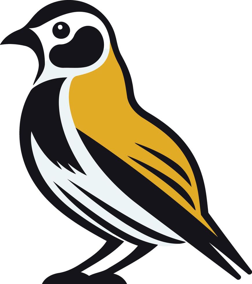 Stylized illustration of a yellow and black bird, perfect for branding, websites, and social media vector
