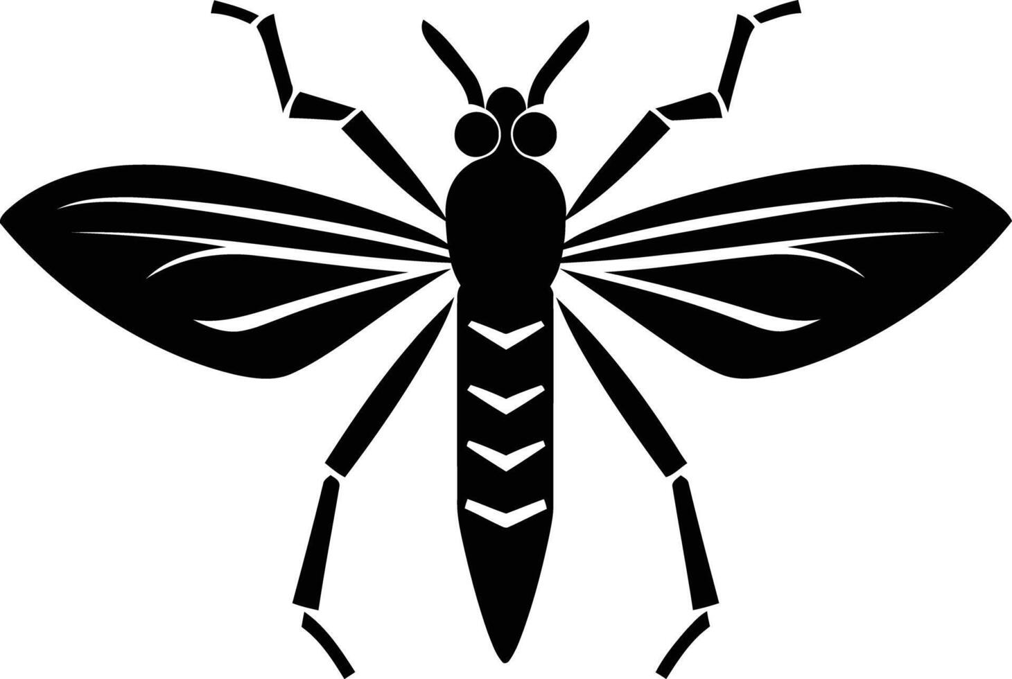 A simple, bold silhouette of a mosquito, perfect for designs needing a minimalist insect illustration vector
