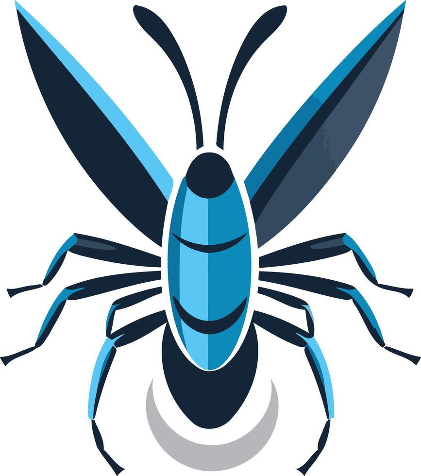 Abstract blue and black insect logo, perfect for tech companies, gaming brands, or environmental organizations vector