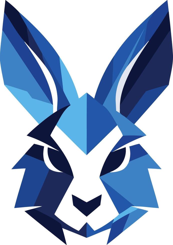 Geometric blue rabbit logo design vector