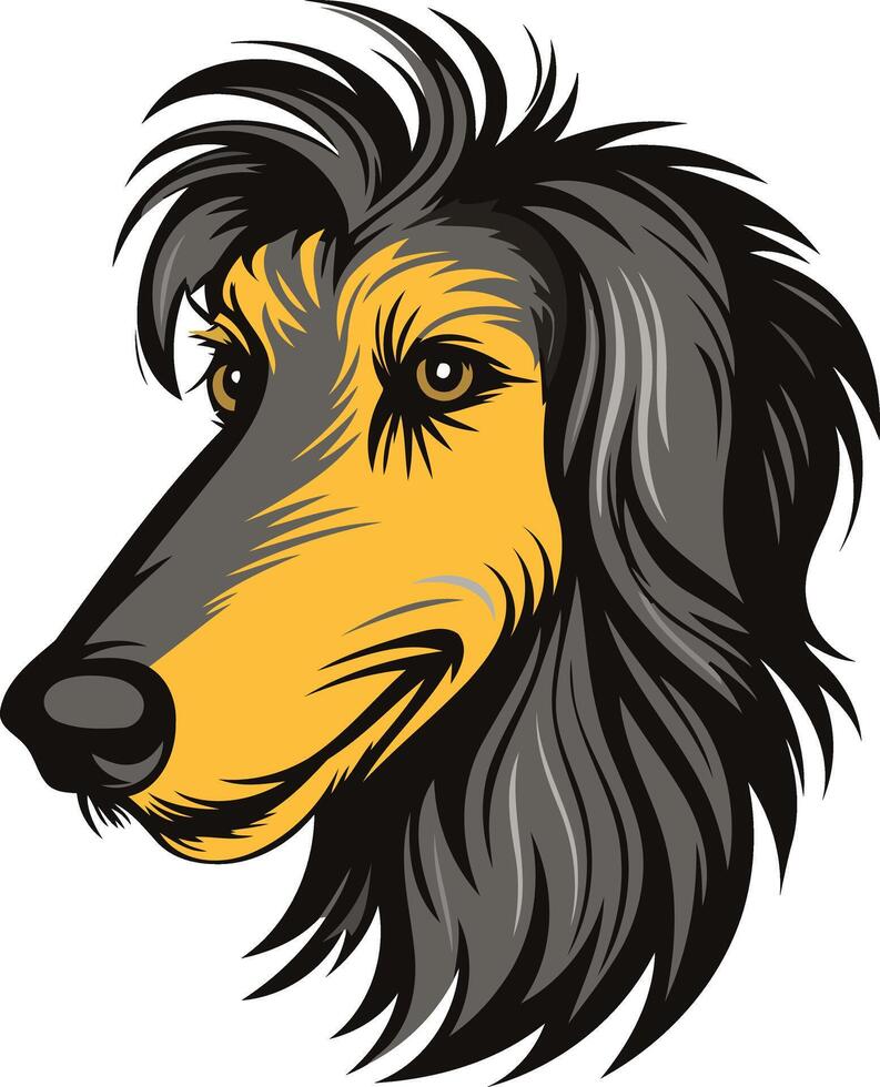 A stylized illustration of a friendly afghan hound, perfect for branding, logos, or pet related designs vector