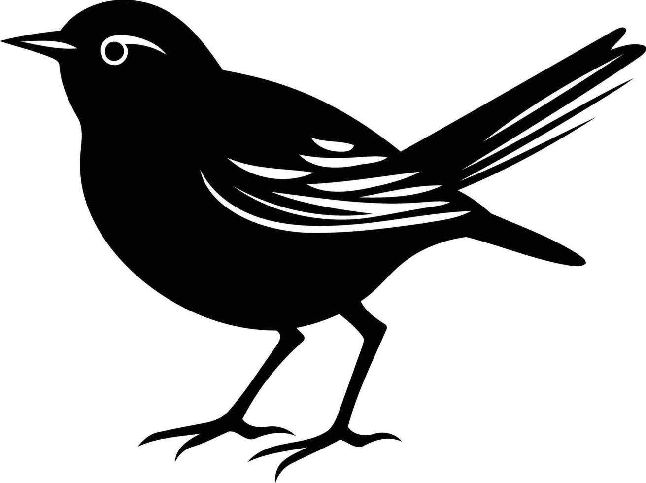 A striking silhouette of a bird, perfect for nature themed designs, logos, and illustrations vector