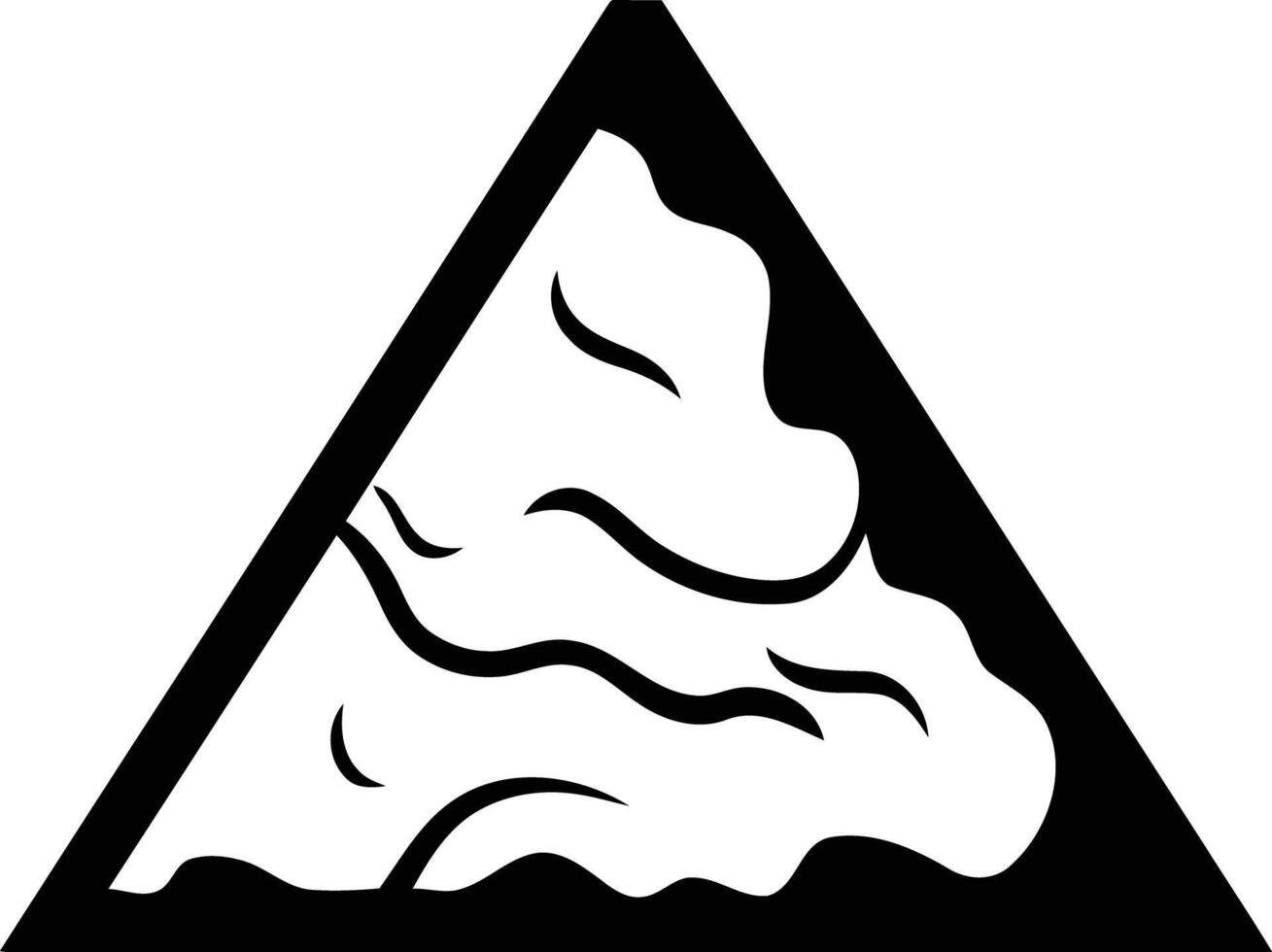A minimalist black and white logo featuring a mountain inside a triangle vector