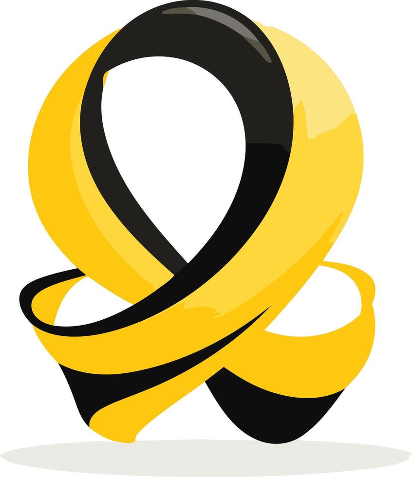 Abstract logo design featuring a stylized ribbon in yellow and black vector