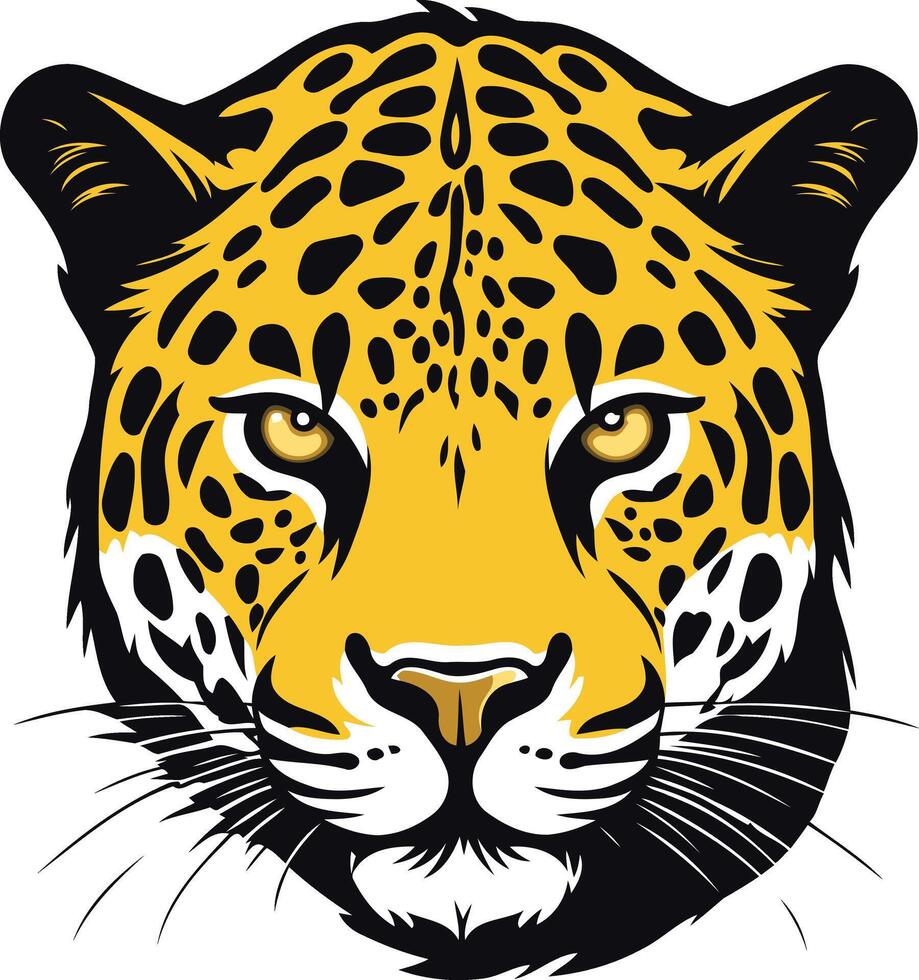 A bold and striking illustration of a jaguar's face, perfect for branding, logos, and designs that need a powerful animal presence vector