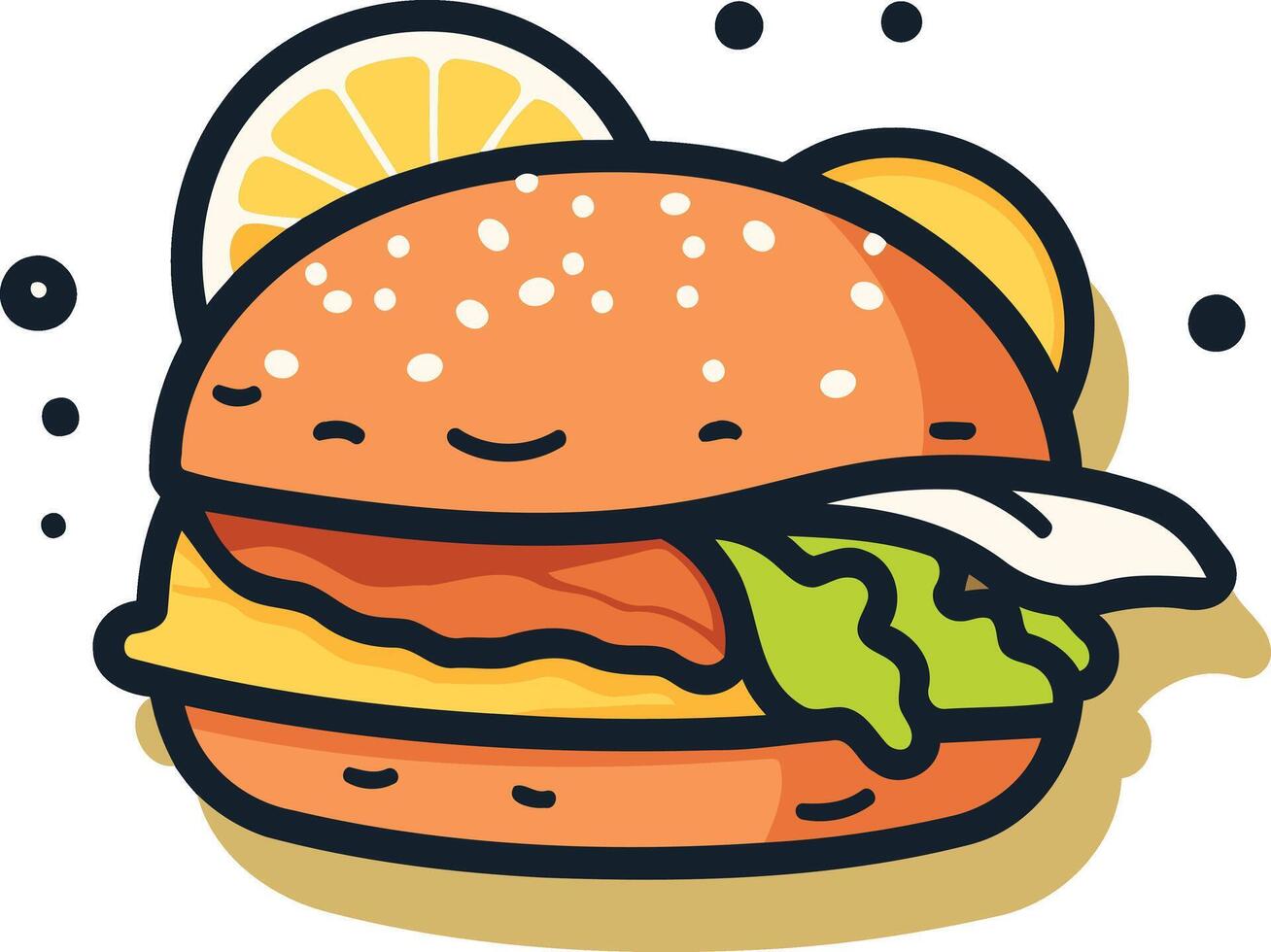 Cute cartoon burger with a happy face vector