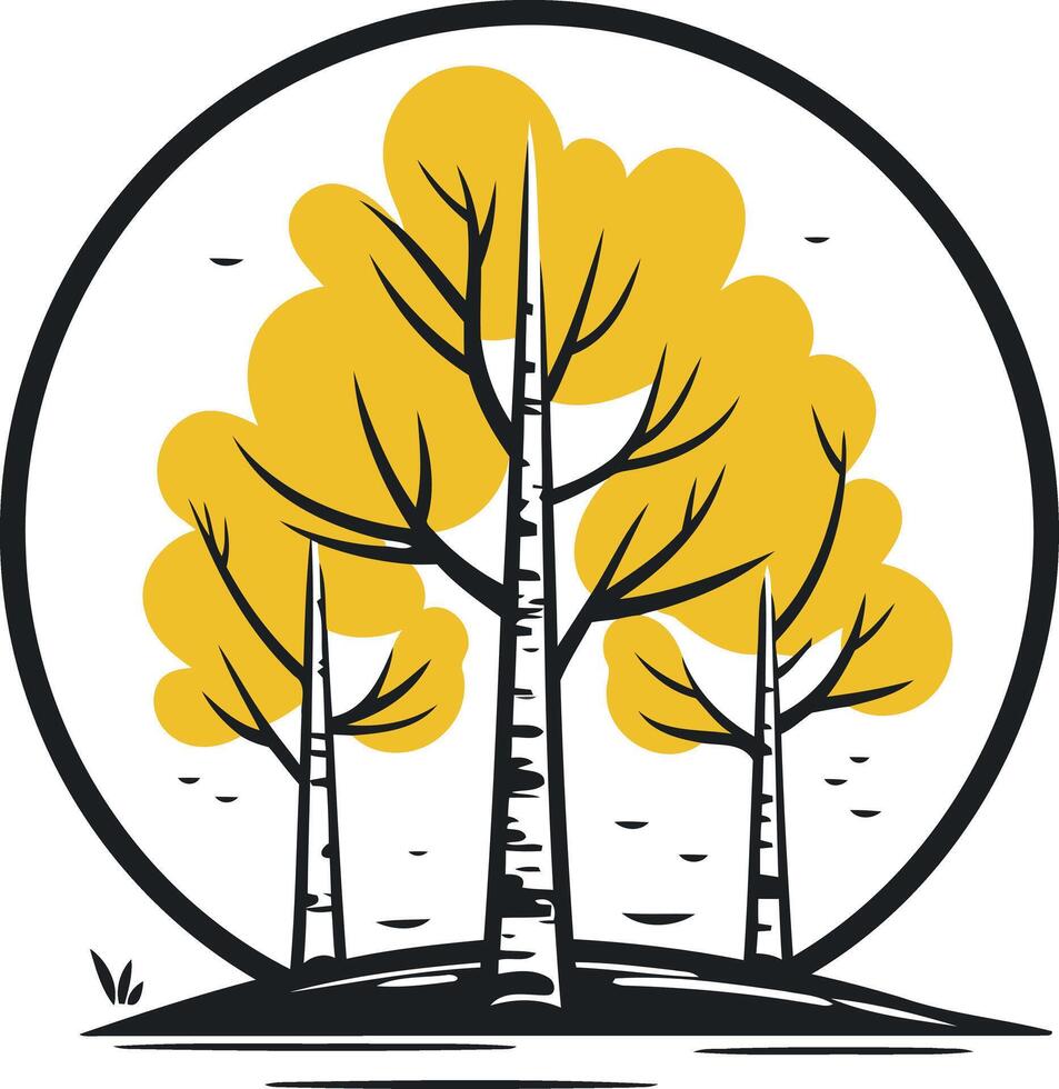 Simple, minimalist logo design featuring three stylized trees in a circle vector