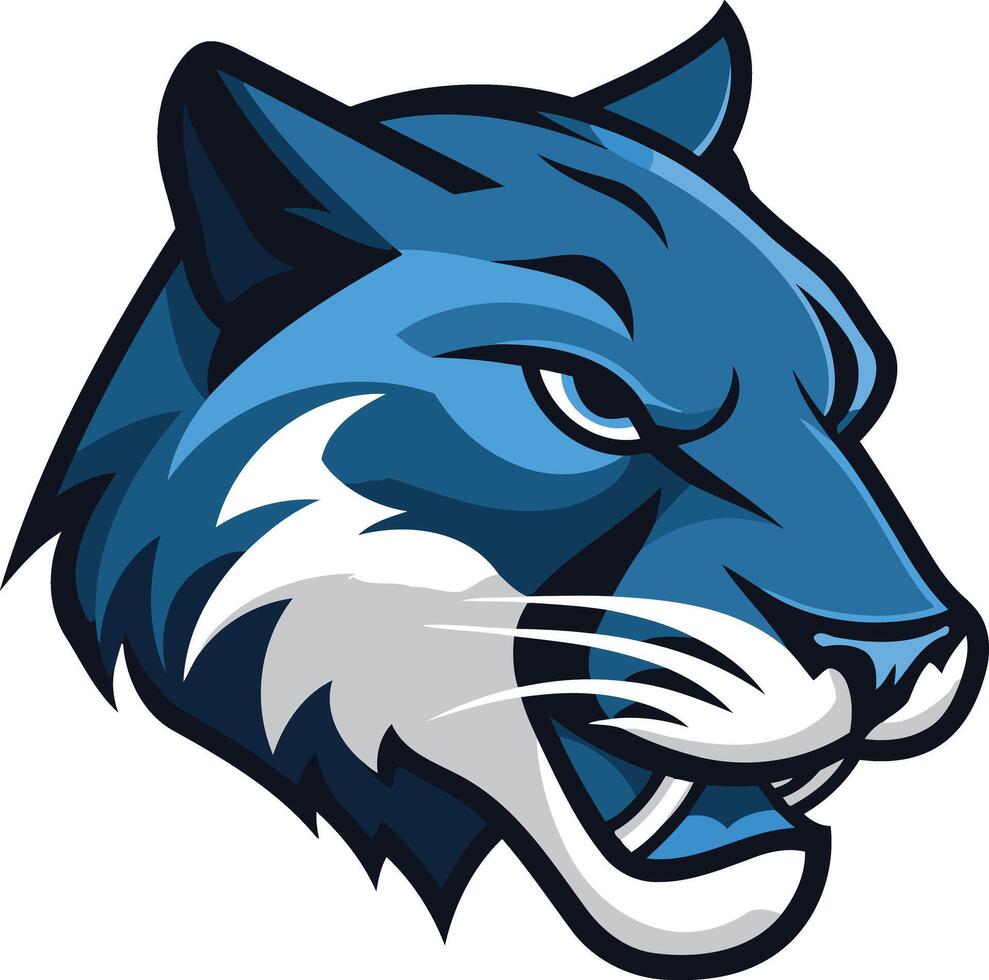 A fierce and powerful blue panther head mascot design, perfect for sports teams, gaming logos, and more vector