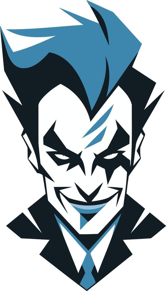 A stylized illustration of a man with blue hair and a mischievous grin vector