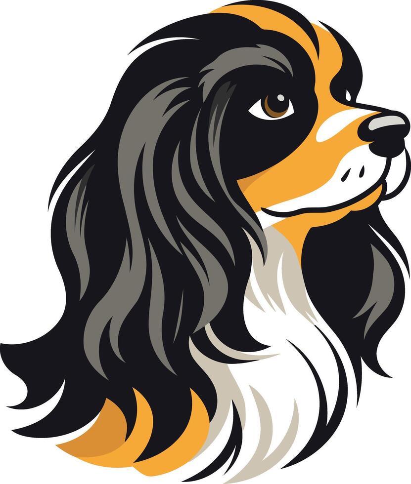 A charming cartoon illustration of a cavalier king charles spaniel, perfect for pet lovers, dog owners, and dog breed enthusiasts vector
