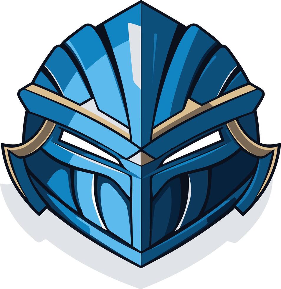 A bold and futuristic logo featuring a blue and gold stylized helmet vector