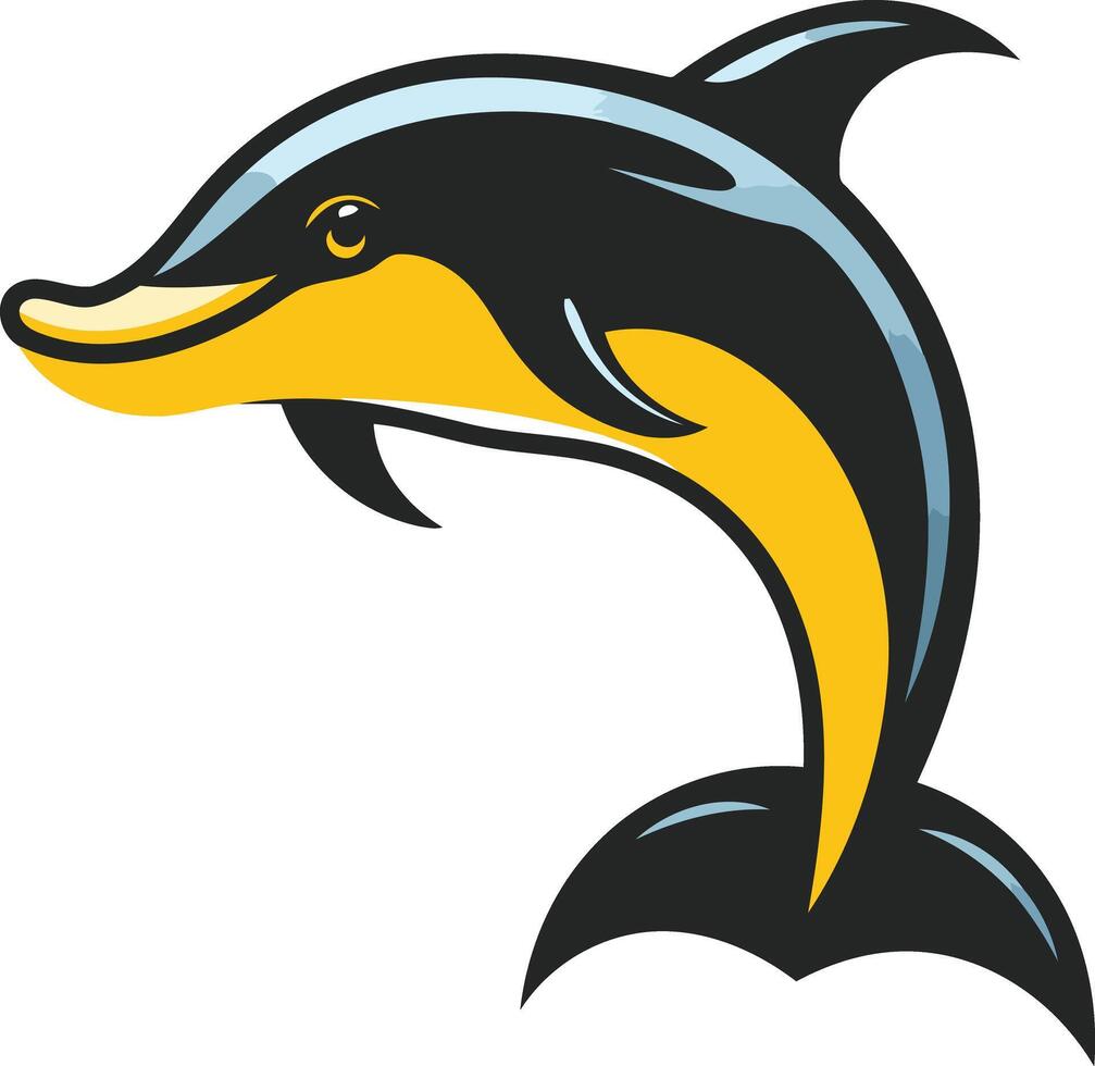 A playful cartoon dolphin leaping out of the water vector