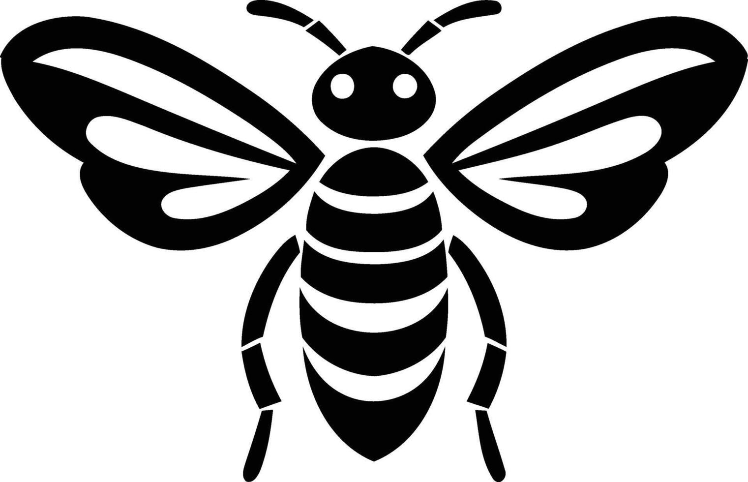 Simple black and white bee silhouette, perfect for logo design, branding, and other creative projects vector