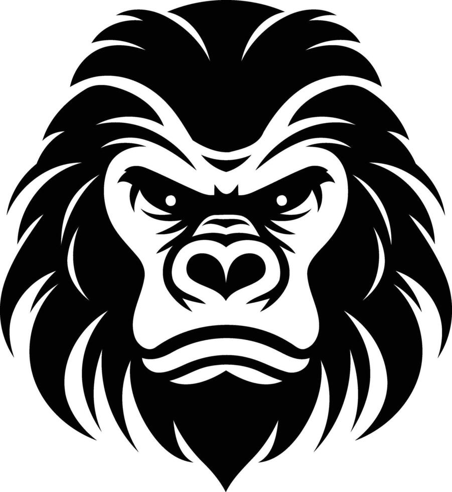 A powerful black and white illustration of a gorilla's face, perfect for t shirts, branding, and tattoo designs vector