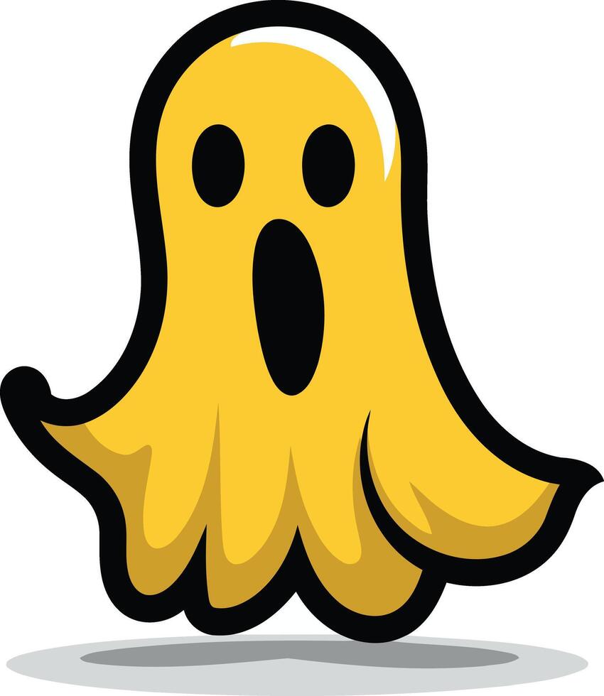 A cheerful yellow ghost with a big surprised expression, perfect for halloween decorations, children's books, and fun social media graphics vector