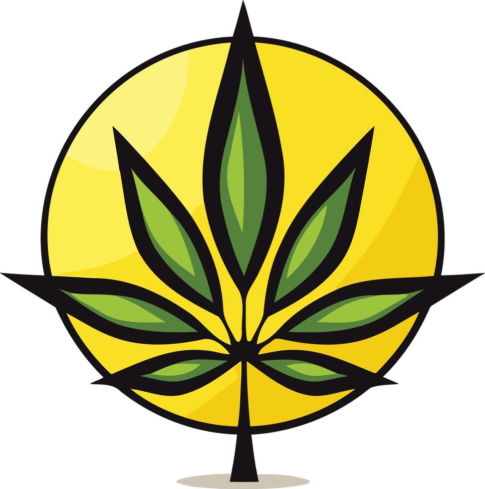 Cannabis Leaf Illustration with Sun Symbol vector
