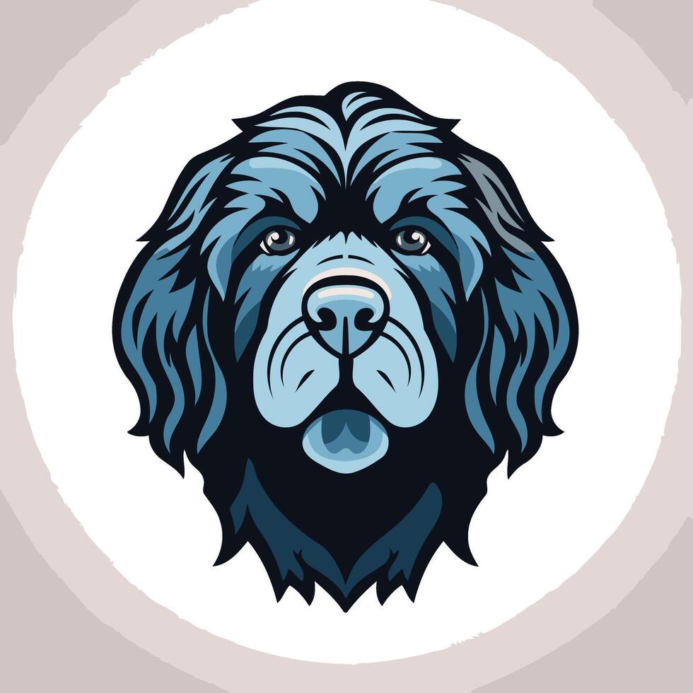 A bold and stylized illustration of a newfoundland dog's head, perfect for t shirts, posters, or branding for dog lovers and businesses vector