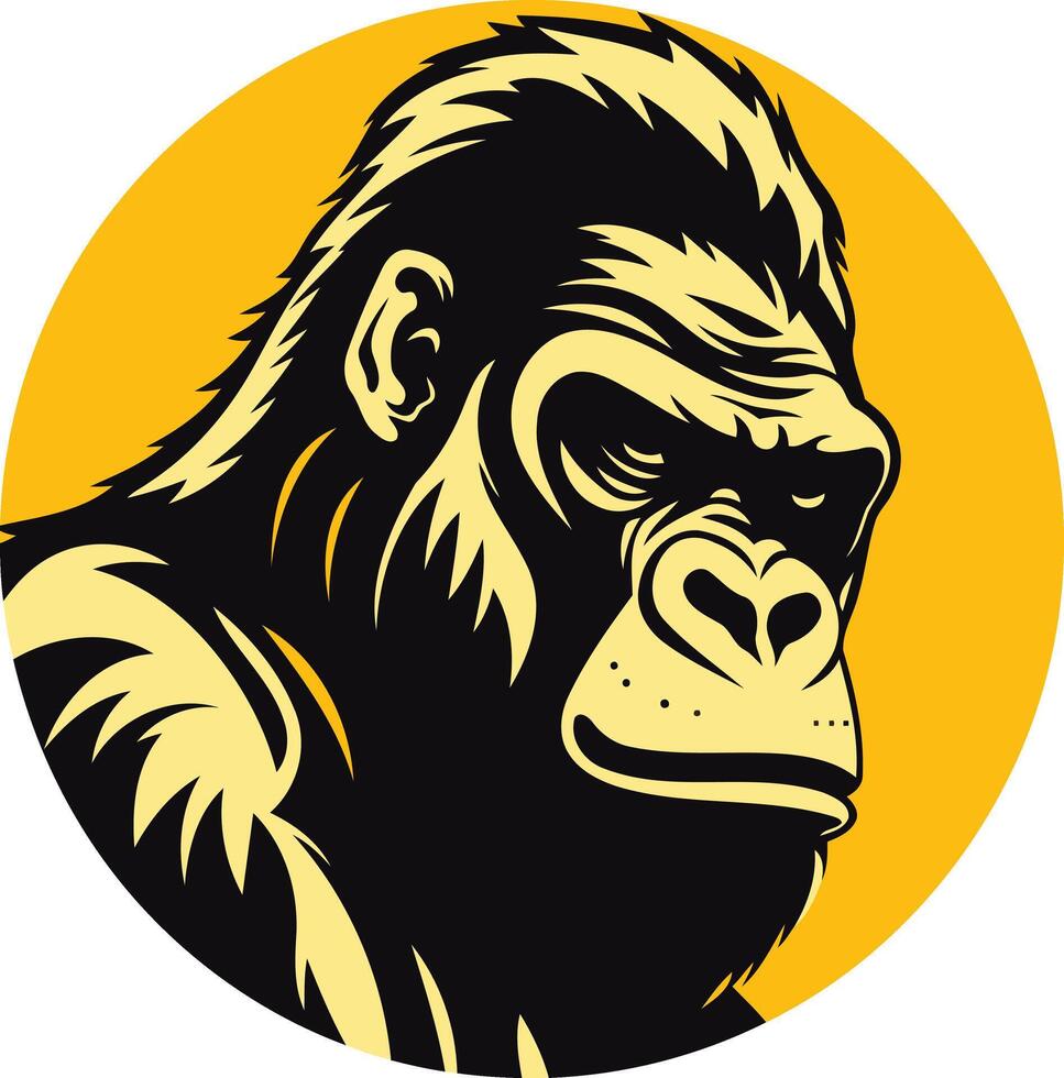A powerful and striking illustration of a gorilla's face, perfect for adding a fierce and wild touch to any design vector