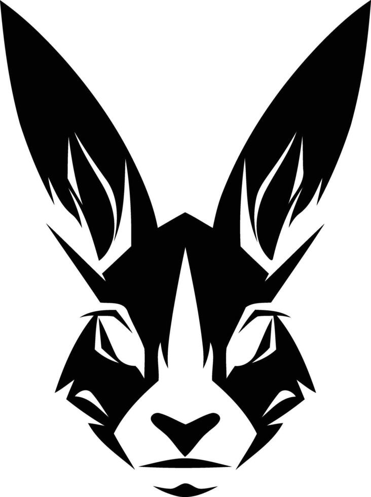 A bold, black and white illustration of a stylized rabbit head, perfect for tattoos, logos, or edgy designs vector