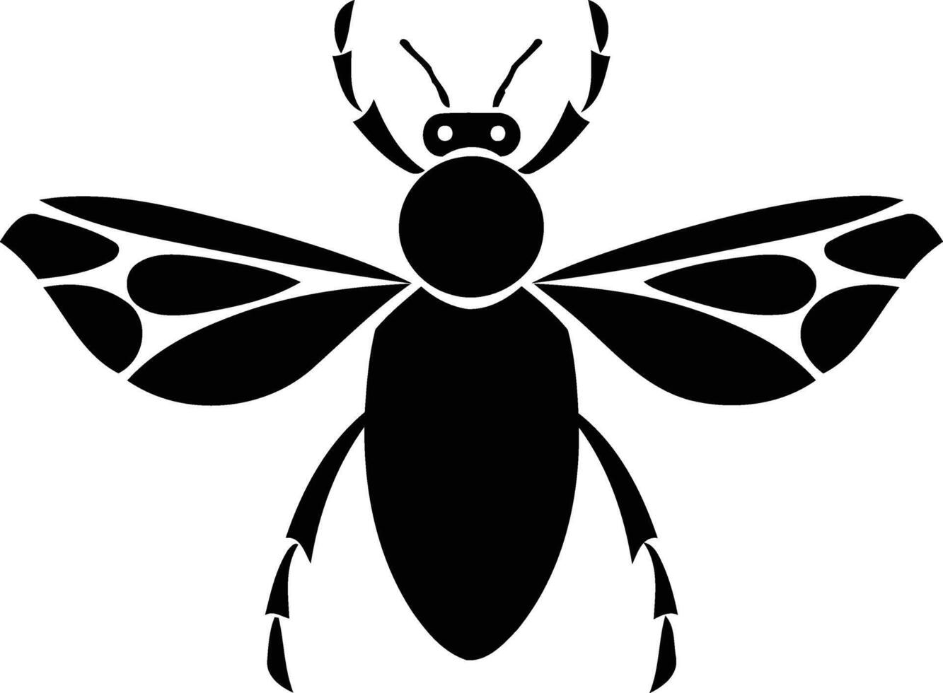 A simple yet striking black and white silhouette of a bee, perfect for nature themed designs, tattoos, or branding vector