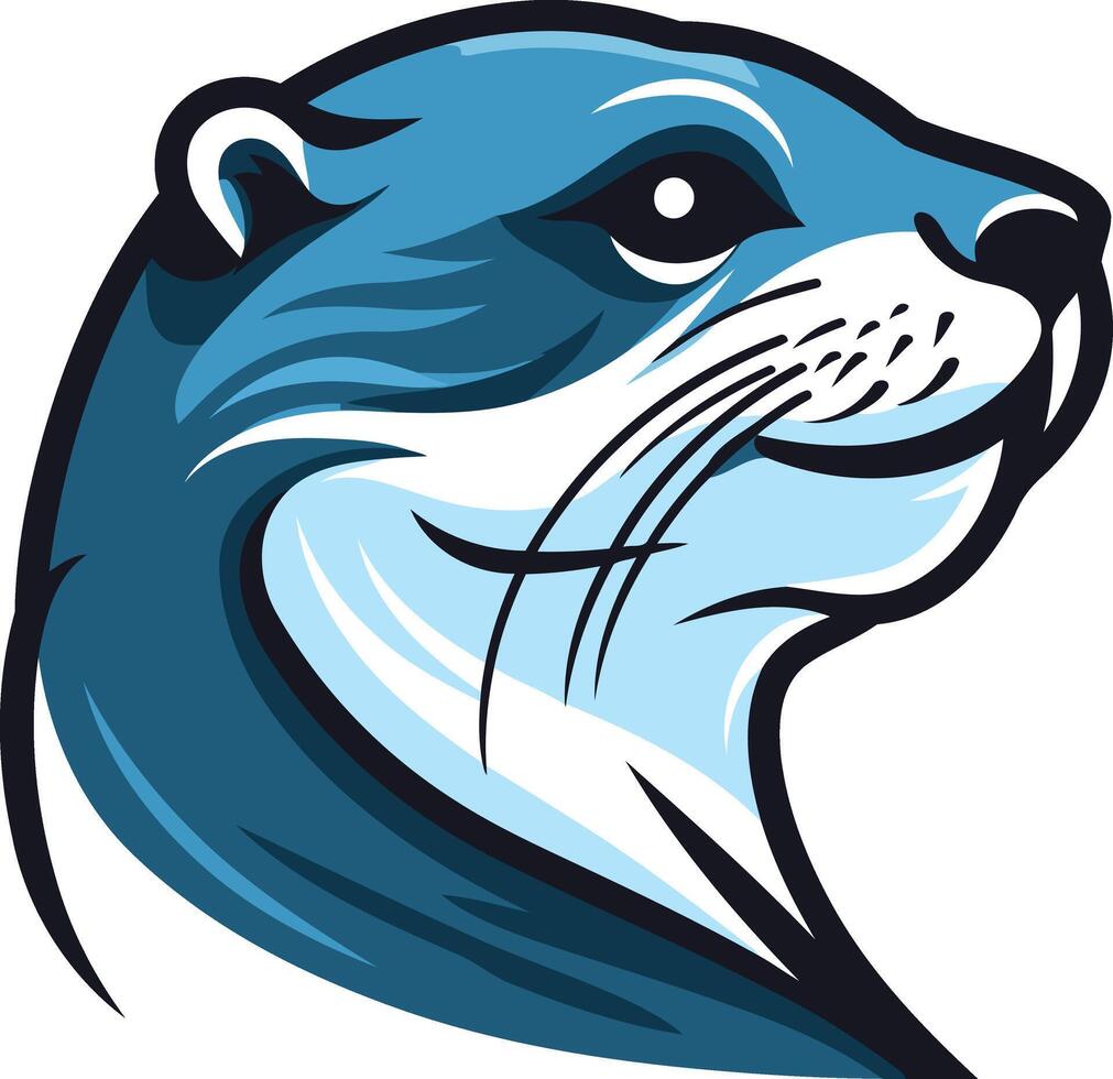 A bold and stylized illustration of an otter's head, perfect for logos, branding, and mascot designs vector