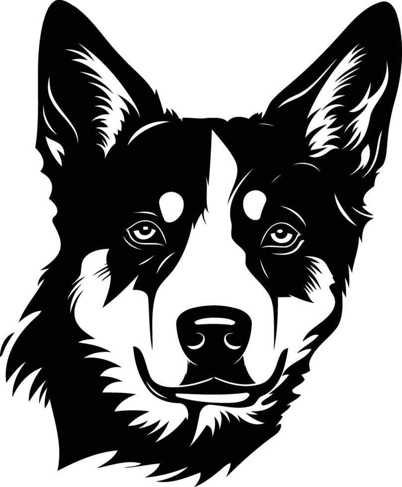 Black and white element illustration of a dog's head, perfect for logos, t shirt designs, and pet related projects vector
