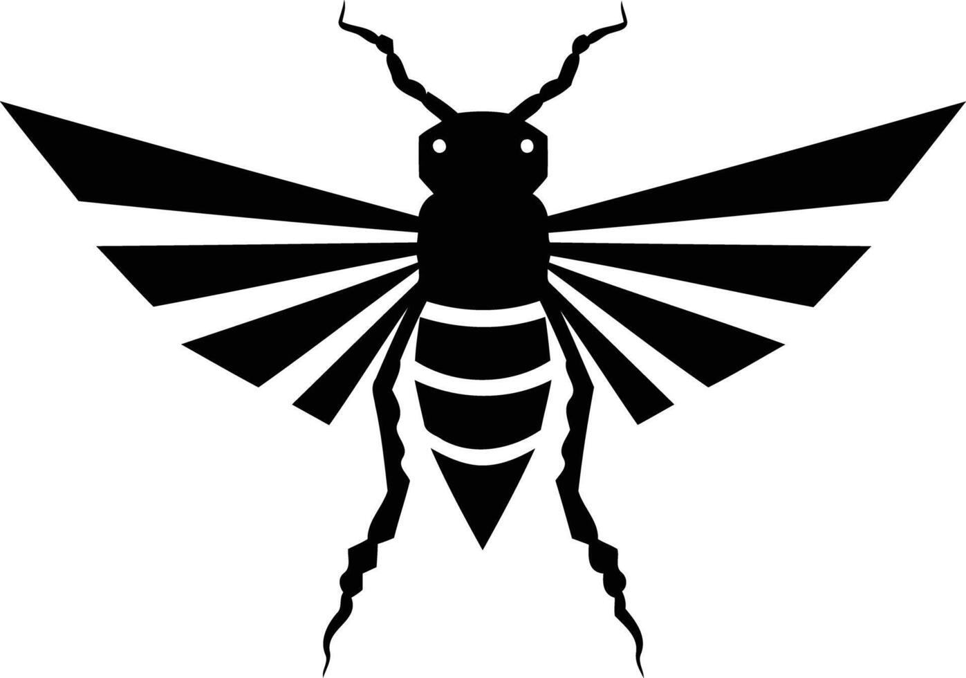 A bold, geometric silhouette of a bee, perfect for branding, design, and illustrative purposes vector