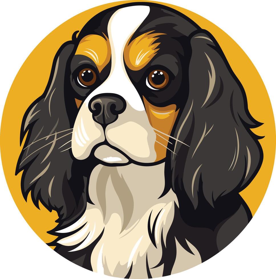 Adorable cartoon cavalier king charles spaniel with big brown eyes vector