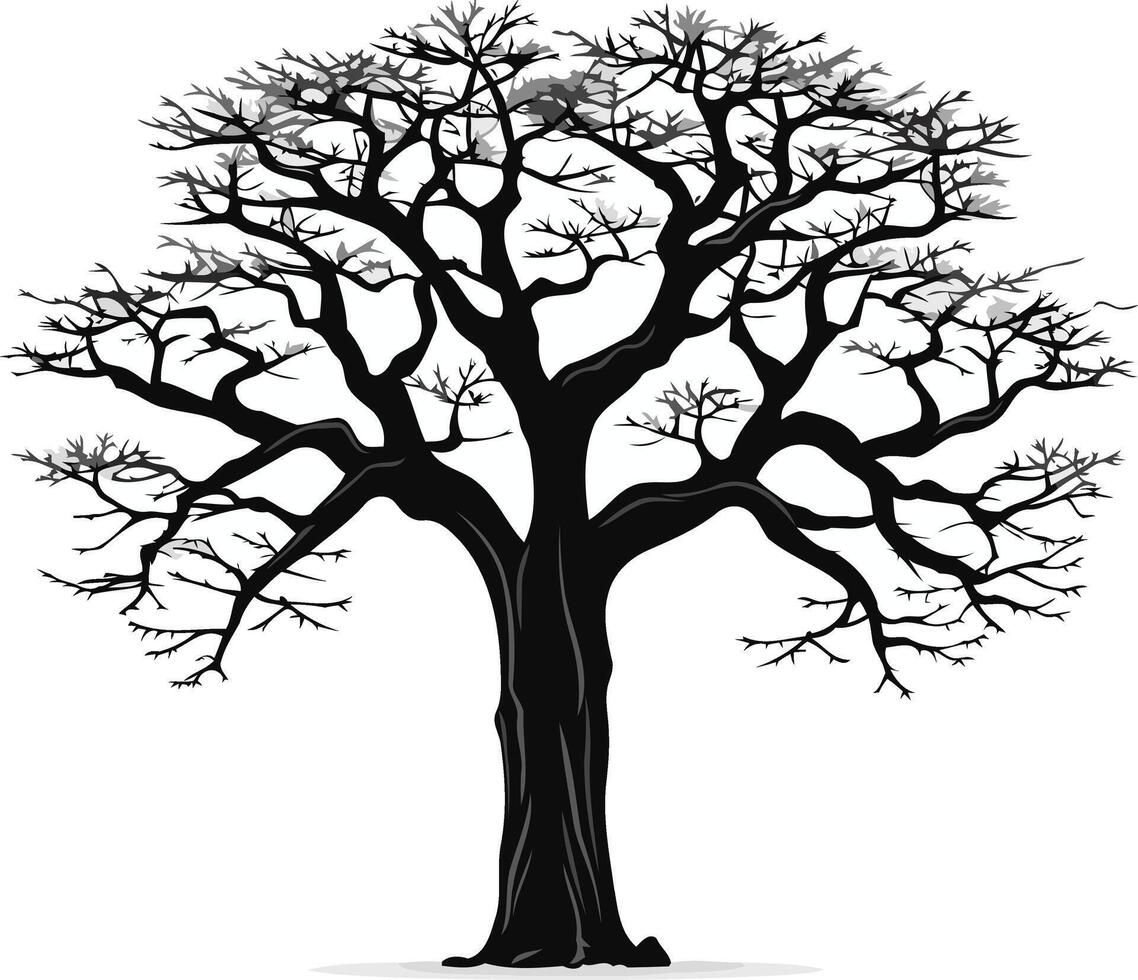 Silhouette of a Bare Tree Against a White Background vector