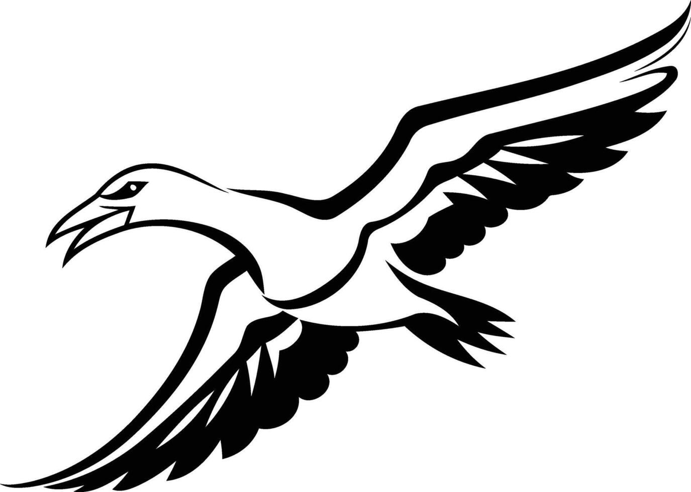 Simple black and white tattoo design of a flying bird vector