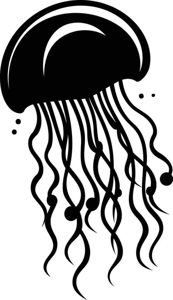 A simple yet striking black and white illustration of a jellyfish, perfect for marine themed designs vector