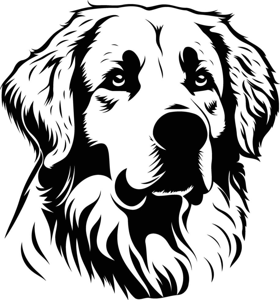A striking black and white illustration of a golden retriever's head, perfect for pet related projects, logos, and designs vector