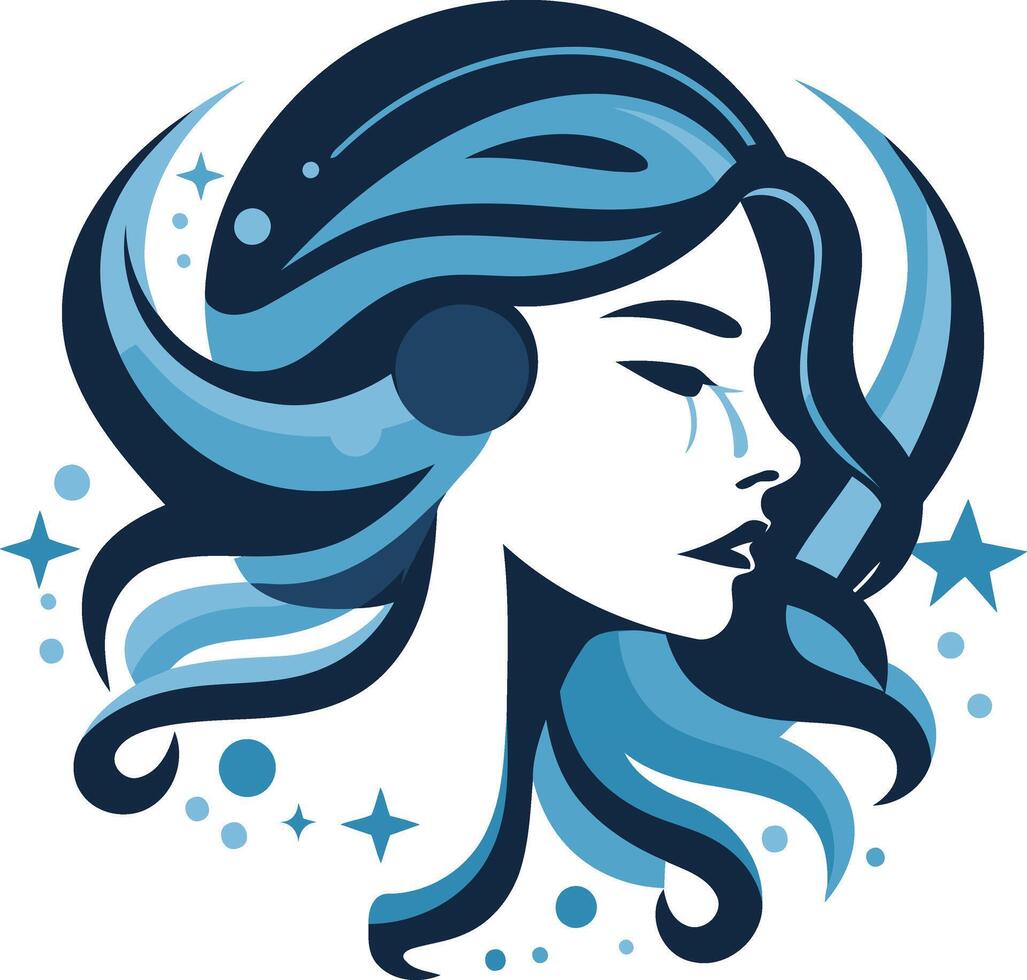 Blue Abstract Portrait of a Woman vector