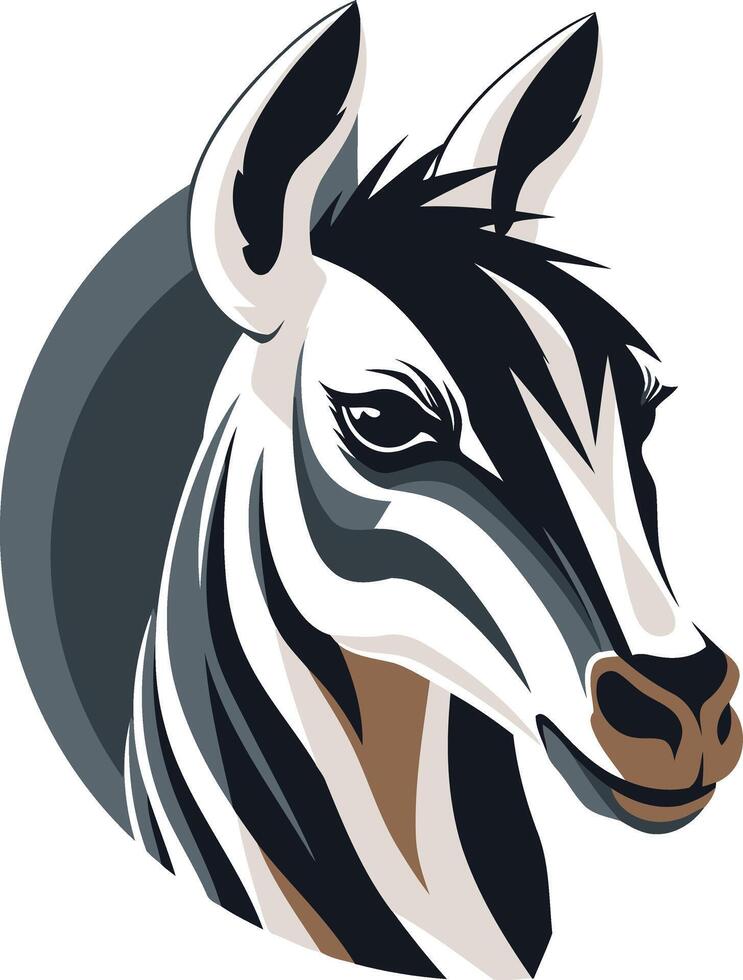 Bold and stylish zebra head illustration, perfect for branding, logos, and apparel designs vector