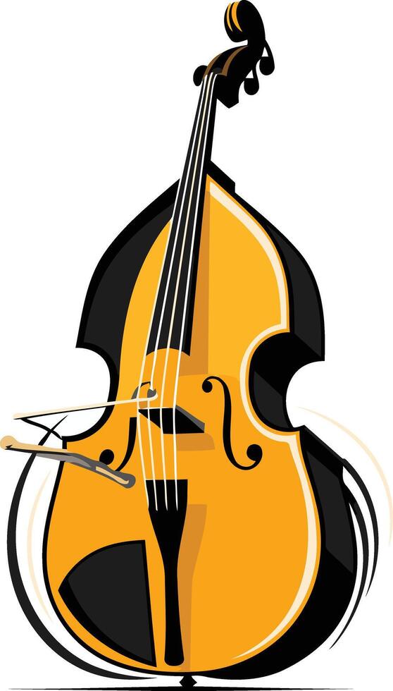 A vibrantly colored cartoon illustration of a double bass, perfect for music, entertainment, and education projects vector