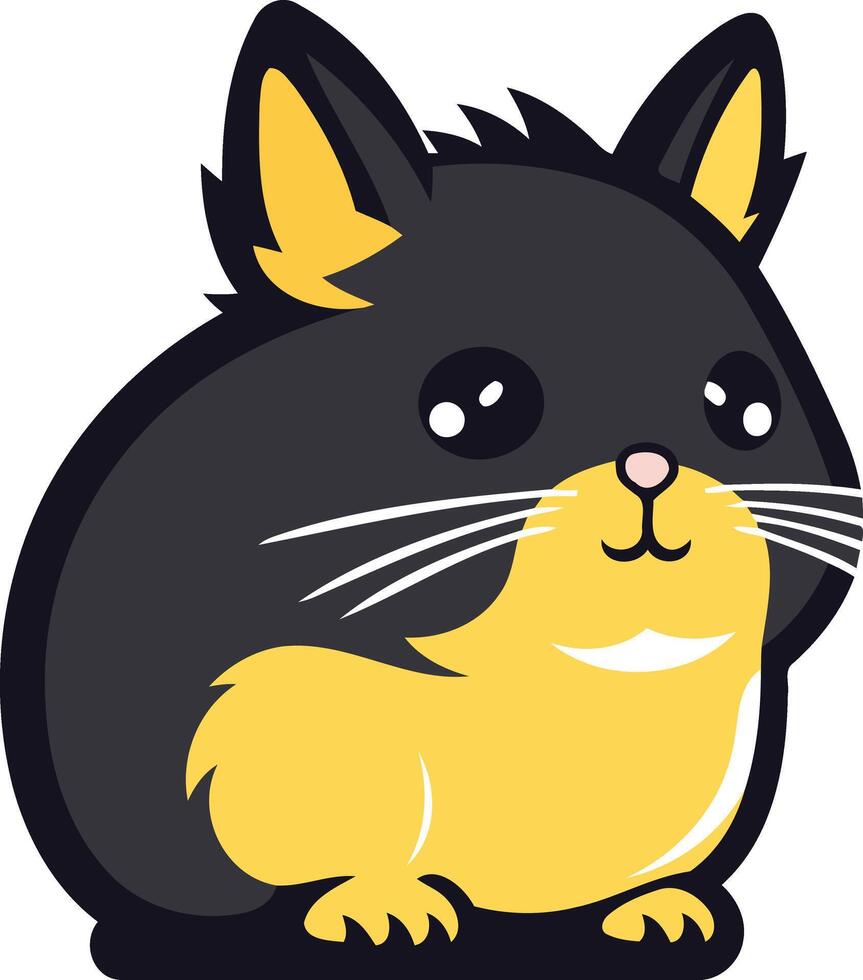 Cute cartoon hamster with black fur and yellow accents vector